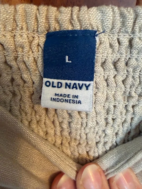 Old Navy Neutral Linen Square-Neck Midi Tank Dress - Picture 7 of 8